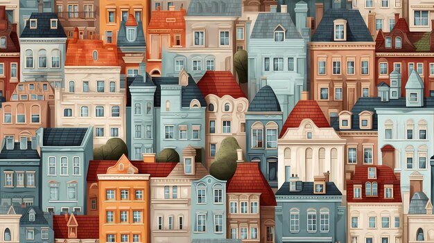 Jednolite wzór ilustracja miasto z budynku kreskówka