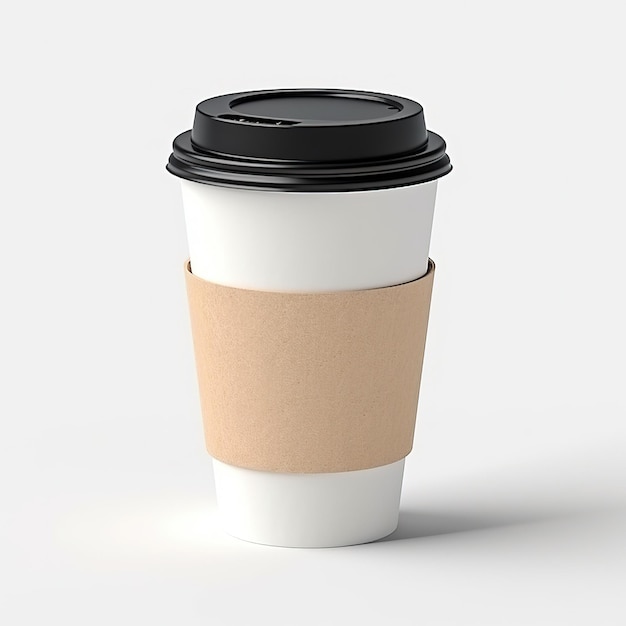 Jednorazowy biały papierowy kubek do kawy z gorącym napojem