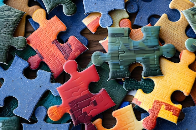 Zdjęcie jedność w różnorodności puzzle symbolizujące pracę zespołową i rozwiązywanie problemów koncepcja praca zespołowa problemy rozwiązywania problemów jedność puzzle różnorodność