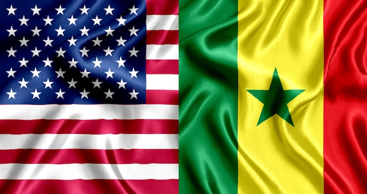 Zdjęcie jedwab z flagą usa i senegalu