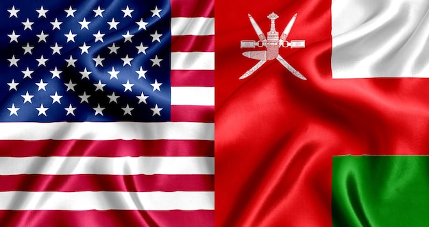 Jedwabna flaga USA i Omanu