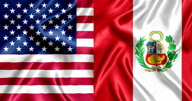 Jedwabna flaga USA i Peru