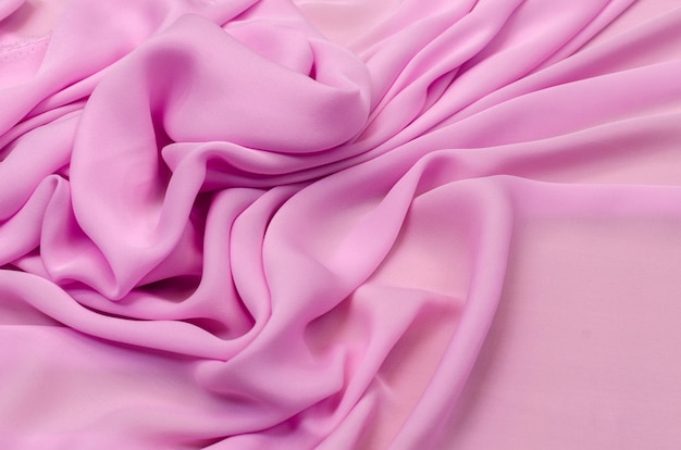 Jedwabna tkanina Crepe de Chine w kolorze różowym