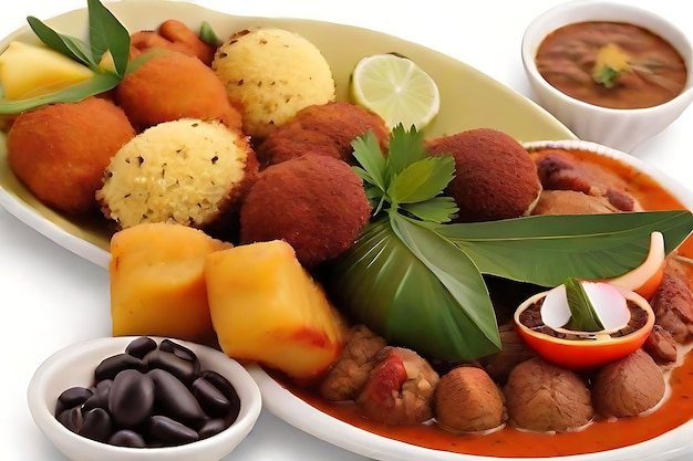 Zdjęcie jedzenie farofa meksykański asortyment z pysznymi brazylijskimi mediami społecznościowymi tradycyjnymi potrawami