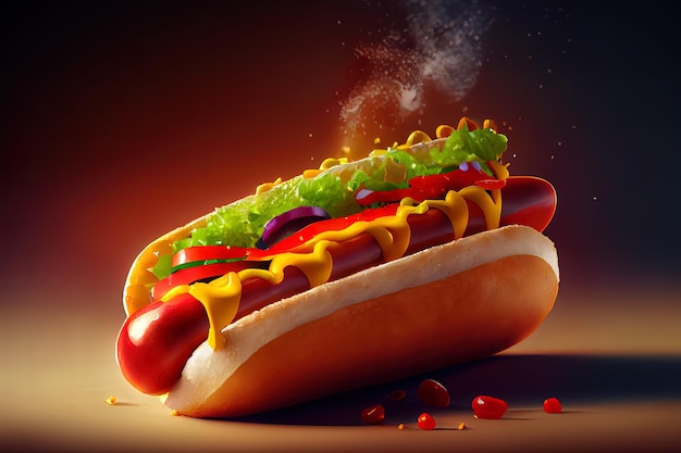 Jedzenie Hot Dogów