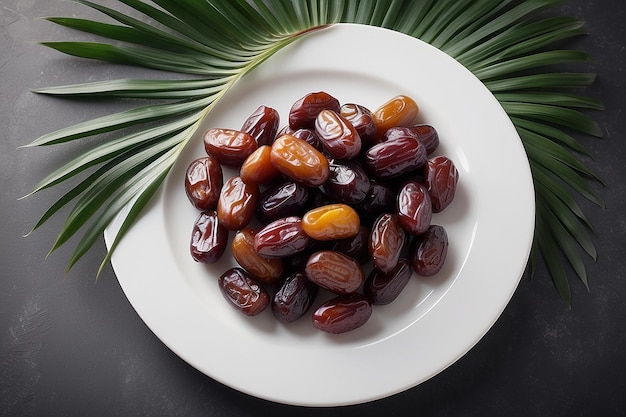 jedzenie ramadanu arabskie datle i palmy na talerzu