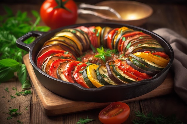 Jedzenie Ratatouille na stole Wygeneruj Ai