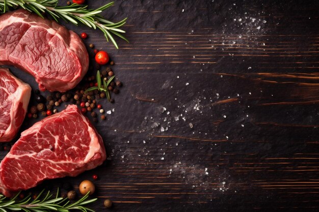 Jedzenie smażone tło ciemne mięso obiad na surowym grillu stek wołowina czerwony Generatywna sztuczna inteligencja