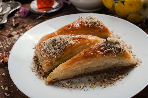 Jedzenie turecki deser koncepcja herbaty śniadaniowej