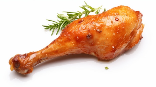 Jedzenie z kurczaka na białym tle w pełnej rozdzielczości