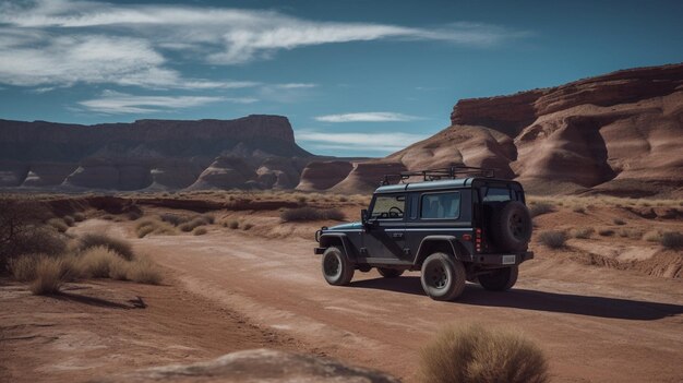 Jeep na polnej drodze na pustyni