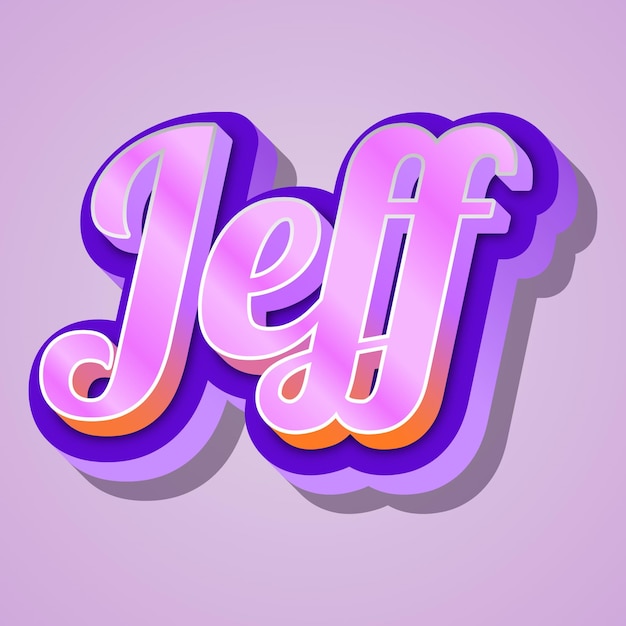 Jeff typografia 3d projekt ładny tekst słowo fajne zdjęcie tła jpg