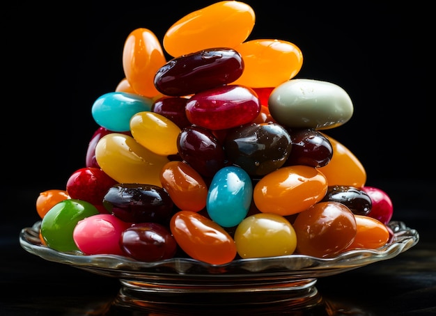 Jelly beans na szklanej talerzu