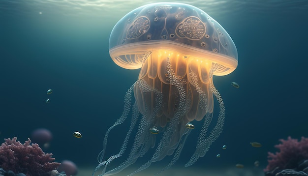 Jellyfish robot ilustracja cyfrowa Generative AI