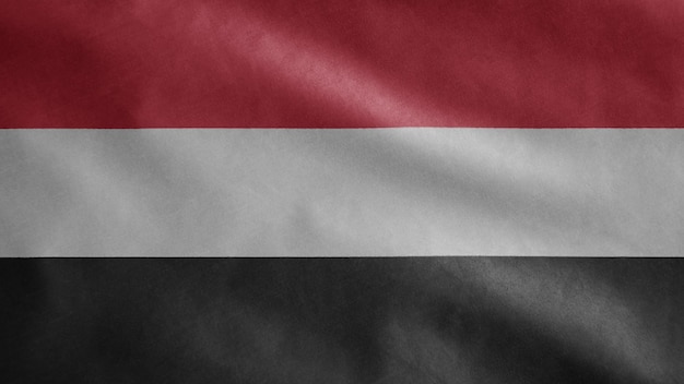Jemeńska flaga powiewa na wietrze