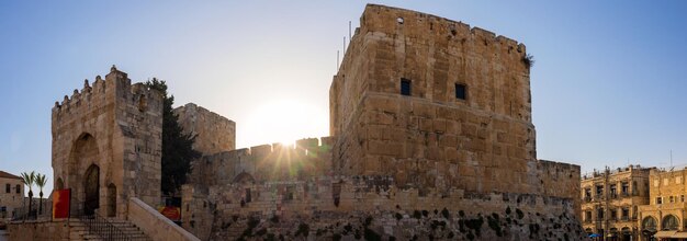 Zdjęcie jerozolima izrael punkt orientacyjny cytadela migdal david wieża dawida na starym mieście w pobliżu bramy jaffy