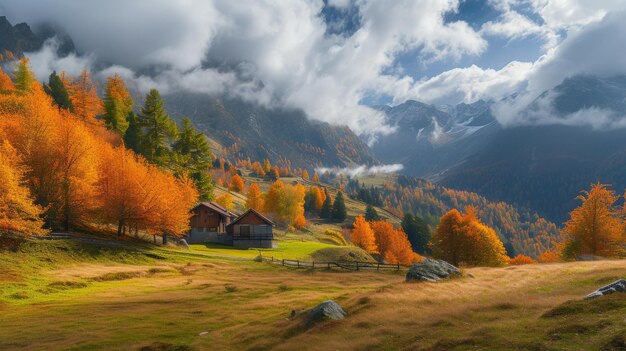 Jesień nadchodzi w włoskich Alpach.