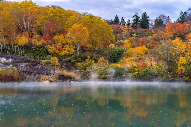 Jesień Onsen Jezioro Aomori Japonia