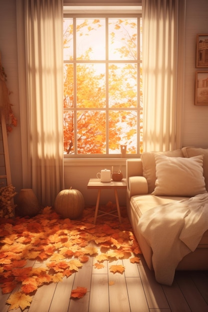 Jesień przytulny dom tło