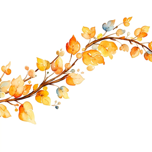 Jesień rozkoszuje akwarele Liście dryfujące na białym tle