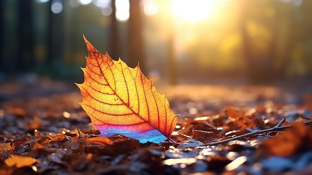 Jesień upadłe liście spektrum gradient niezwykły wielokolorowy jesień abstrakcyjne tło jesień