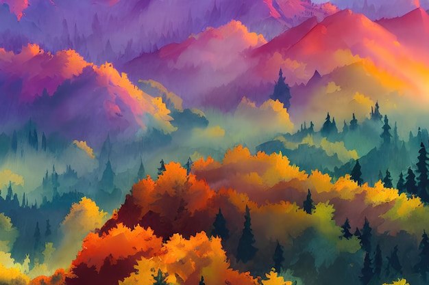 Jesień W Górach Kolor Ilustracji