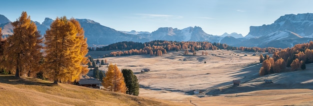 Jesienna Panorama Krajobrazowa W Słoneczny Dzień W Mountans