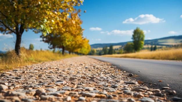 jesienna scena droga przez pola i łąki