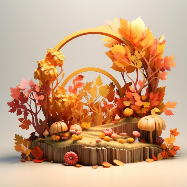 jesienna scena z dyniami i liśćmi