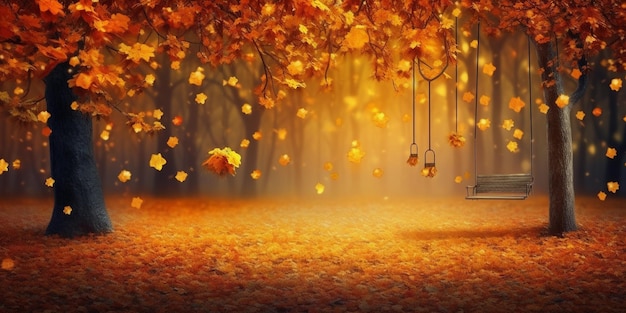 Jesienne kolorowe jasne liście kołyszące się na drzewie w jesiennym parku Kolorowe tło upadku Spadek tła