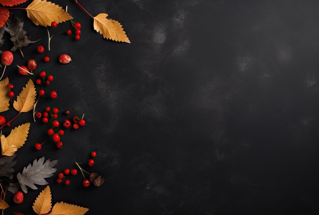 Zdjęcie jesienne liście jesienne gałęzie na ciemnym tle zdjęcie w stylu minimalistycznych przedmiotów