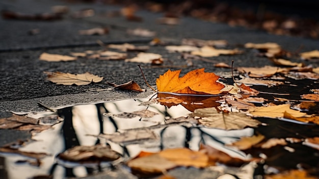 Zdjęcie jesienne liście na ziemi