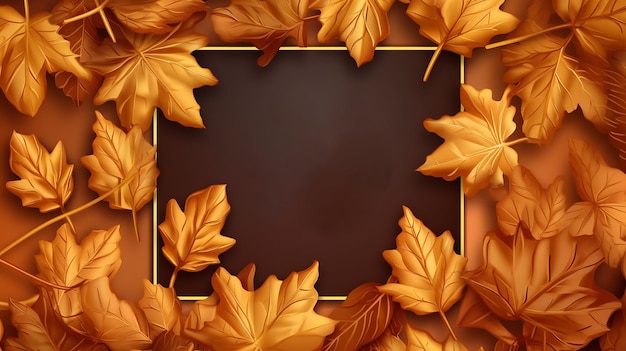 Zdjęcie jesienny baner sprzedaży ze złotymi kwiatami w stylu 3d i zarysem generatywnej sztucznej inteligencji