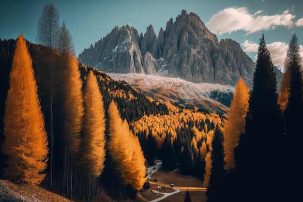 Jesienny dzień we włoskich Dolomitach