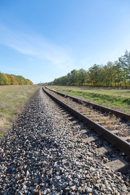 Jesienny krajobraz z kolejowym i dębowym gajem