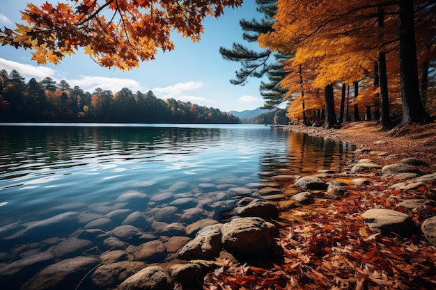 Jesienny krajobraz Żywe kolory i pogodne piękno