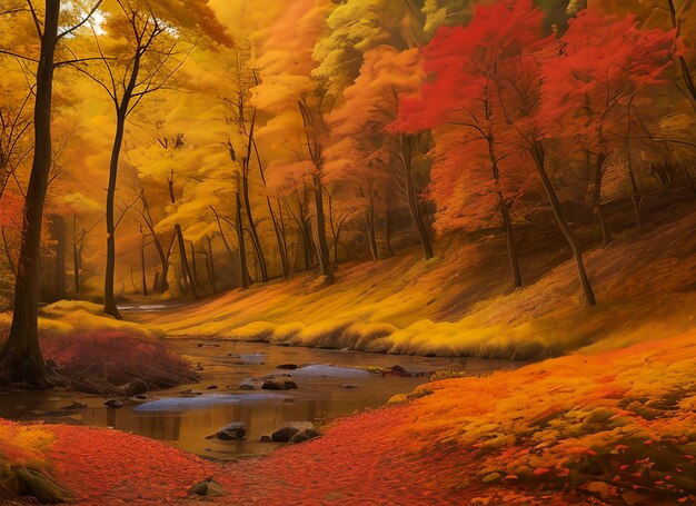 Jesieński krajobraz kolorowego lasu