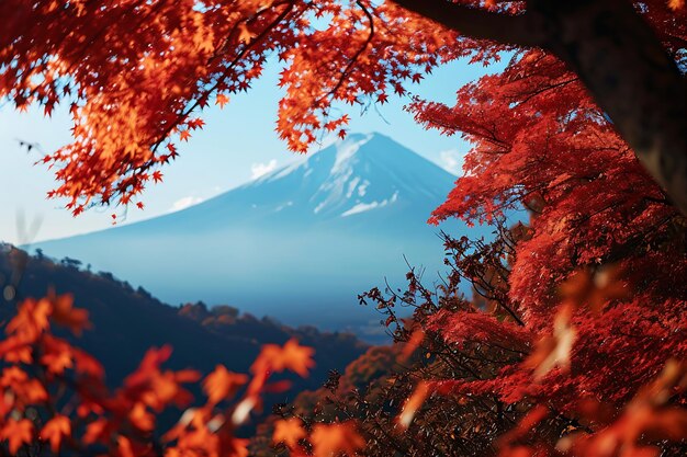 Jesieńskie liście na górze Fuji