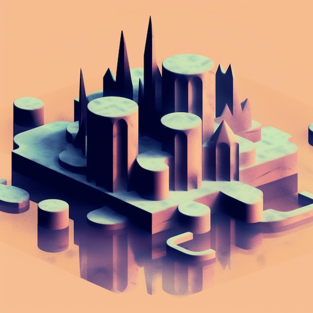 Jest 3D obraz miasta z mnóstwem budynków generatywne ai