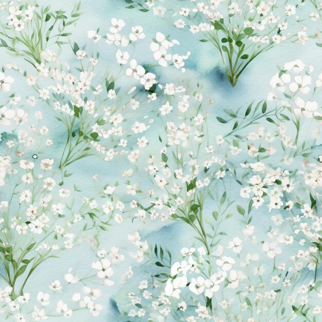 jest akwarela przedstawiająca bukiet białych kwiatów generatywnych ai