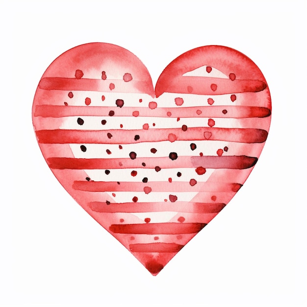 jest akwarela przedstawiająca serce z czerwono-białym paskiem generatywnym ai