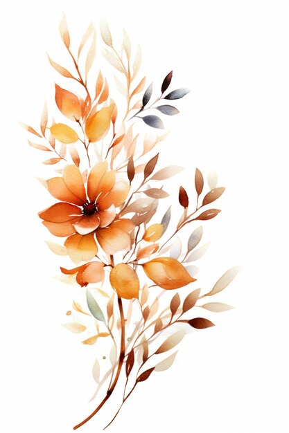Zdjęcie jest akwarelowy obraz kwiatu z liśćmi generatywnymi ai