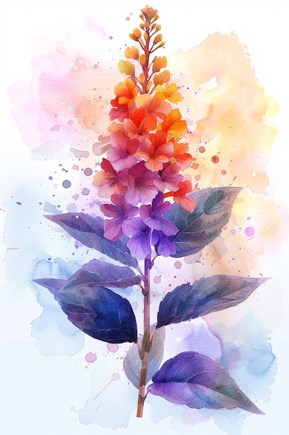 Zdjęcie jest akwarelowy obraz kwiatu z łodygą generatywną ai