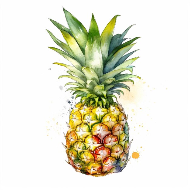 Jest ananas z zielonym liściem na nim generatywne ai