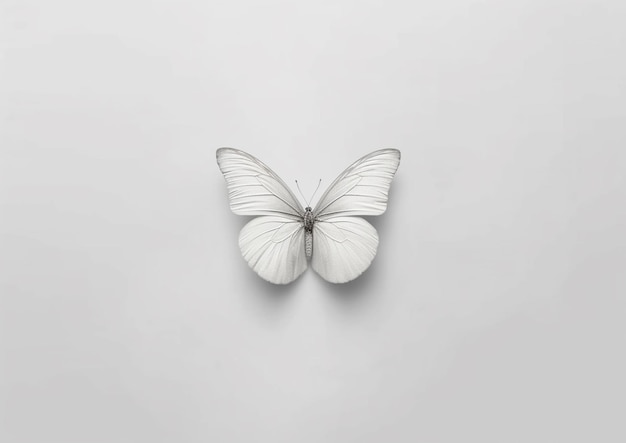 Jest biały motyl, który siedzi na białej powierzchni generatywnej ai