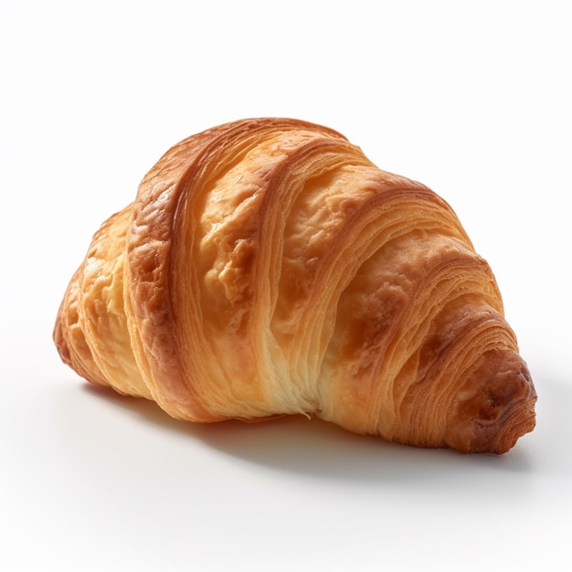 Jest croissant na białej powierzchni z białym tłem generatywny ai