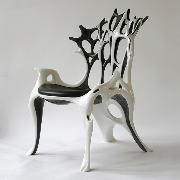 Zdjęcie jest czarno-białe krzesło z czarnym siedzeniem generatywnym ai