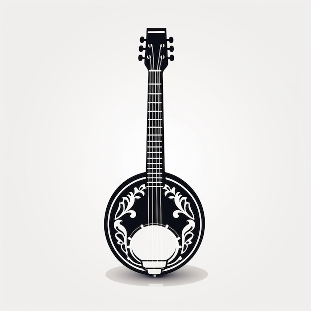 Zdjęcie jest czarno-białe zdjęcie gitary banjo generative ai