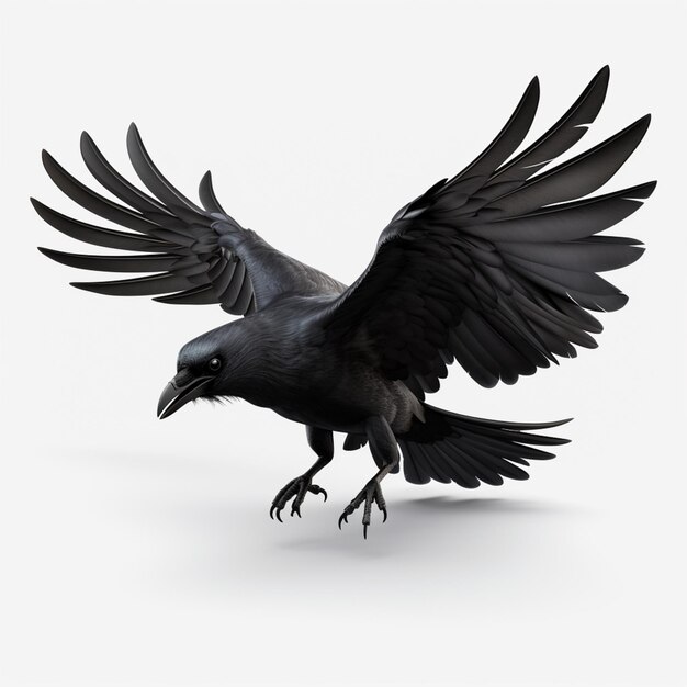 Zdjęcie jest czarny ptak, który lata w powietrzu generatywny ai