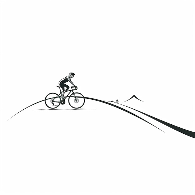 Zdjęcie jest człowiek jeżdżący rowerem na wzgórzu z górą w tle generatywny ai